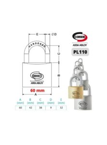 Lucchetto Corbin PL110 in ottone temprato